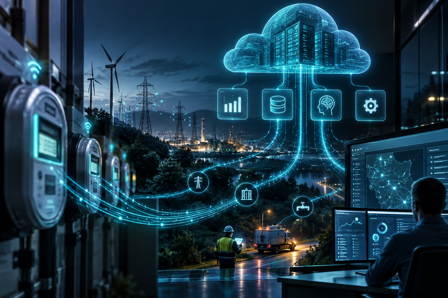 Digital transformation for a energy & utilities organisation: CYVERRA designed and deployed a cloud-native operational platform integrating telemetry ingestion, smart meter data management, and automated field dispatch. The transformation eliminated manual billing bottlenecks and gave operational teams real-time visibility across distributed infrastructure.