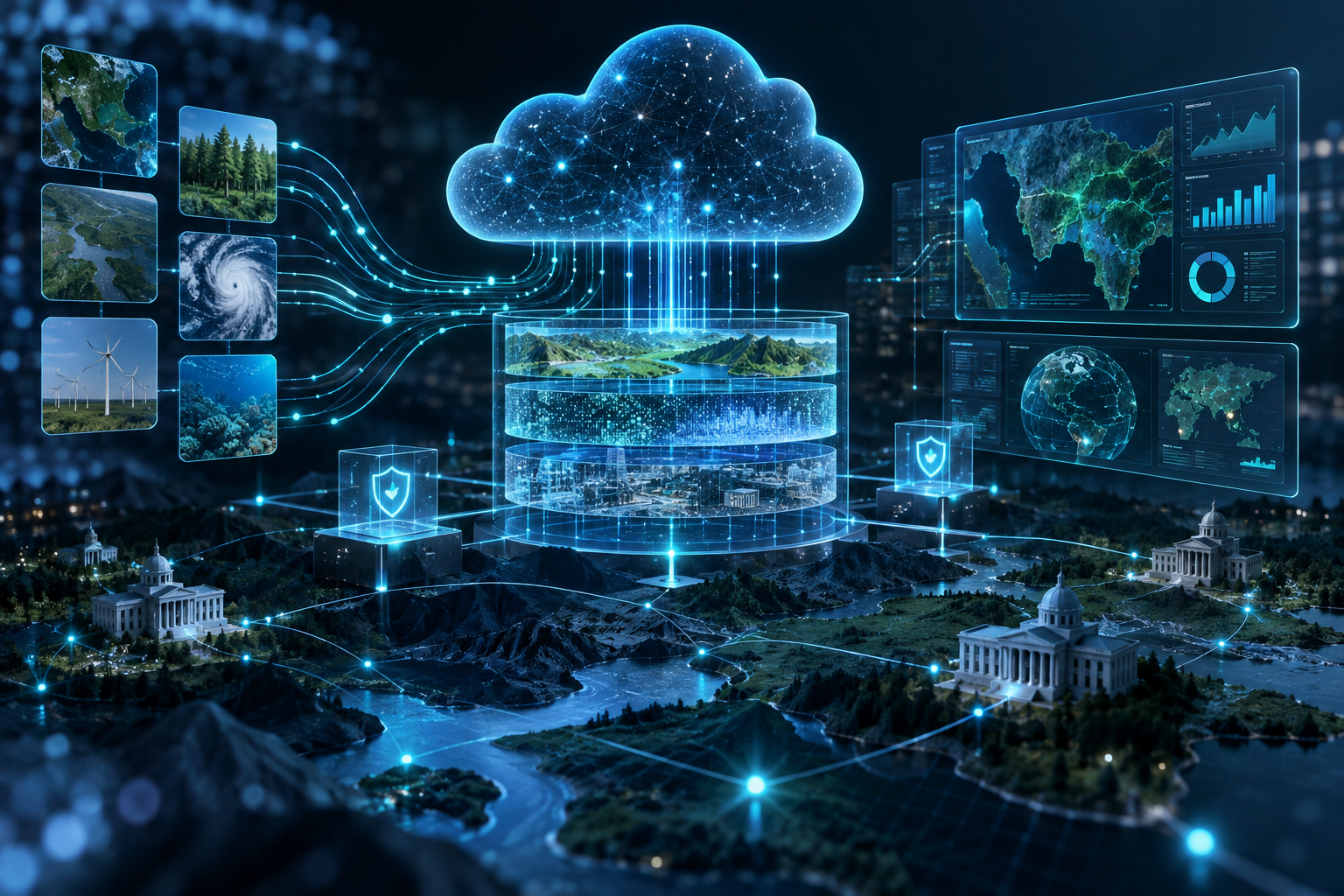 Cloud & data analytics for a public sector organisation: CYVERRA VERIDION GROUP designed and deployed a modernised cloud data lakehouse and analytics platform consolidating disparate environmental monitoring datasets across regional directorates. The solution established real-time automated ingestion pipelines, federated governance, and self-service geospatial reporting capabilities for inter-agency compliance.